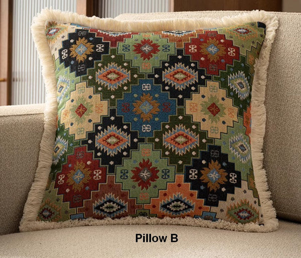 Bohemian Decorative Sofa Pillows for Living Room, Flower Decorative Pillows for Bedroom, Extra Large Modern Geometric Pillows-Silvia Home Craft