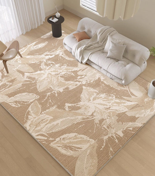 French Style Modern Rugs for Interior Design, Bedroom Modern Soft Rugs, Contemporary Modern Rugs under Dining Room Table, Flower Pattern Modern Rugs for Living Room-Silvia Home Craft