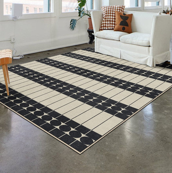 Modern Rugs for Dining Room, Mid Century Modern Rugs Next to Bed, Thick Contemporary Rugs for Bedroom, Modern Carpets for Living Room-Silvia Home Craft