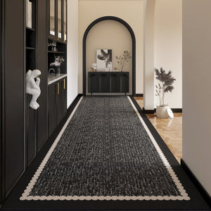 Long Hallway Runners, Long Narrow Runner Rugs, Modern Entryway Runner Rug Ideas, Geometric Modern Long Hallway Runners, Black Contepmorary Runner Rugs-Silvia Home Craft