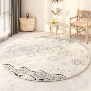 Thick Circular Modern Rugs under Sofa, Geometric Modern Rugs for Bedroom, Modern Round Rugs under Coffee Table, Abstract Contemporary Round Rugs-Silvia Home Craft