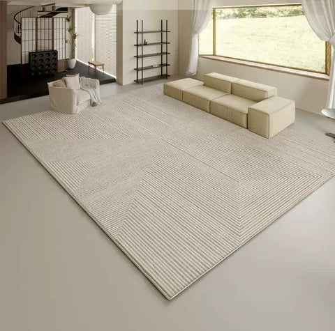 Soft Modern Rugs under Coffee Table, Modern Living Room Area Rugs, Geometric Floor Carpets, Bedroom Modern Rugs, Modern Rugs for Dining Room Table-Silvia Home Craft