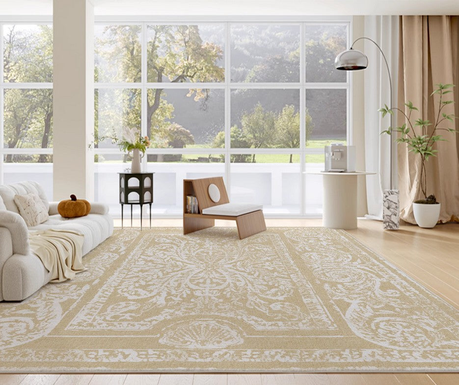 Thick French Style Modern Rugs for Dining Room, Living Room Contemporary Modern Rugs, Mid Century Modern Rugs for Interior Design, Soft Rugs under Coffee Table-Silvia Home Craft