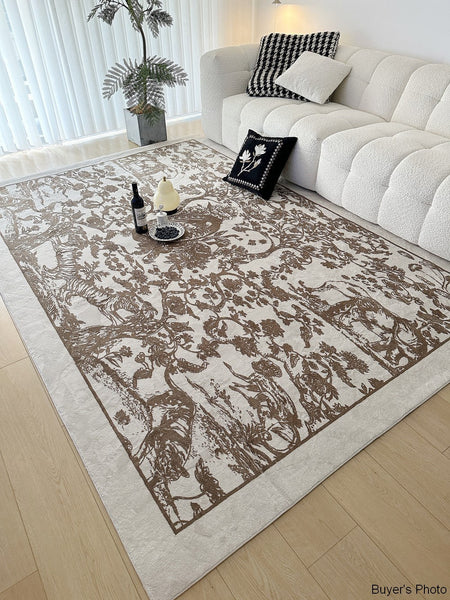 Soft Rugs under Coffee Table, Contemporary Modern Rugs for Living Room, Thick French Style Modern Rugs for Interior Design, Modern Rugs for Dining Room-Silvia Home Craft