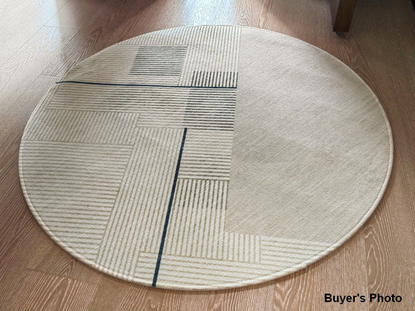 Abstract Contemporary Round Rugs under Chairs, Circular Area Rugs for Bedroom, Modern Rugs for Dining Room, Geometric Modern Rugs for Living Room-Silvia Home Craft