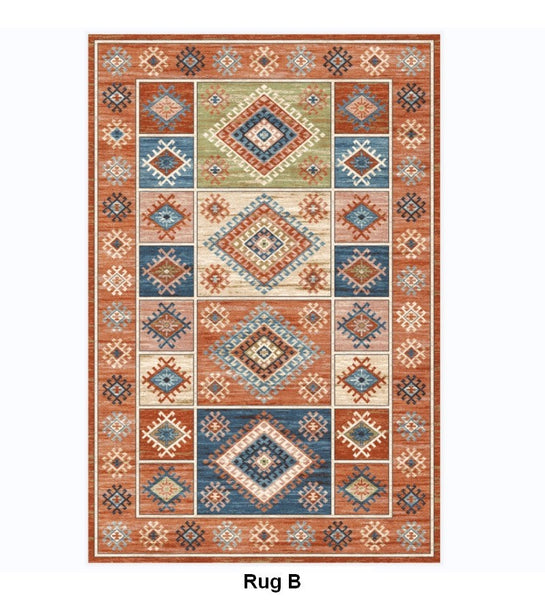 Living Room Vintage Area Rugs, Morocco Area Rugs for Dining Room, Traditional Persain Rugs for Bedroom, Traditional Colorful Persian Rugs-Silvia Home Craft