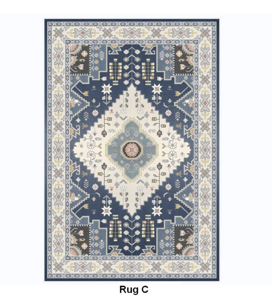 Vintage Area Rugs for Dining Room, Morocco Area Rugs for Living Room, Traditional Persain Rugs for Bedroom, Traditional Colorful Persian Rugs-Silvia Home Craft