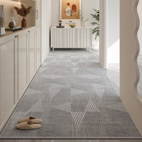 Contepmorary Modern Long Hallway Runners, Gray Entrance Hallway Runners, Extra Long Narrow Runner Rugs, Non Slip Hallway Runners, Entryway Runner Rug Ideas-Silvia Home Craft