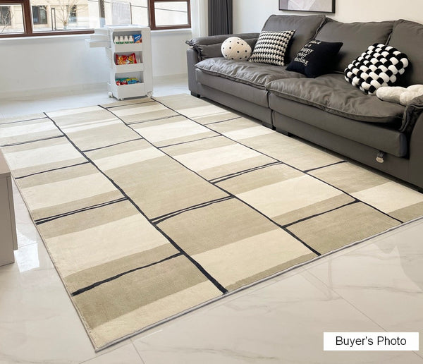 Bedroom Modern Floor Rugs, Modern Area Rug for Living Room, Contemporary Soft Rugs under Sofa, Large Area Rugs for Office-Silvia Home Craft