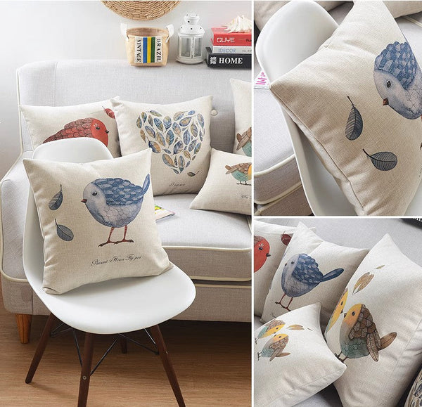 Throw Pillows for Couch, Simple Decorative Pillow Covers, Decorative Sofa Pillows for Children's Room, Love Birds Decorative Throw Pillows-Silvia Home Craft