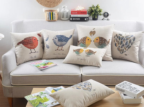 Throw Pillows for Couch, Simple Decorative Pillow Covers, Decorative Sofa Pillows for Children's Room, Love Birds Decorative Throw Pillows-Silvia Home Craft