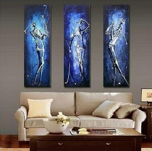 Sports Abstract Painting, Bedroom Abstract Painting, 3 Piece Wall Art Painting, Golf Player Painting, Acrylic Canvas Painting for Sale-Silvia Home Craft