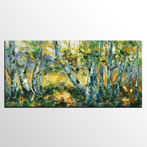 Landscape Wall Art Paintings, Custom Palette Knife Paintings, Autumn Tree Painting, Impression Painting, Landscape Painting on Canvas-Silvia Home Craft