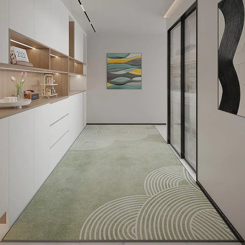 Kitchen Runner Rugs, Long Green Hallway Runners, Entryway Runner Rug Ideas, Modern Hallway Runners, Entrance Hallway Runners, Long Narrow Runner Rugs-Silvia Home Craft