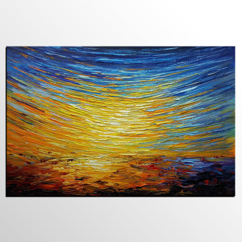 Abstract Landscape Painting, Custom Canvas Painting for Sale, Large Oil Painting on Canvas, Palette Knife Paintings, Buy Art Online-Silvia Home Craft