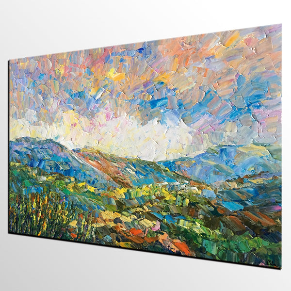 Landscape Oil Painting, Autumn Mountain Landscape Painting, Custom Abstract Painting, Heavy Texture Painting-Silvia Home Craft