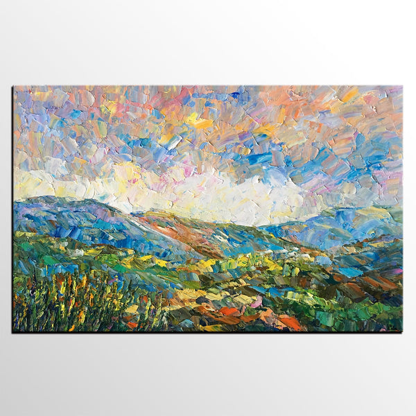 Landscape Oil Painting, Autumn Mountain Landscape Painting, Custom Abstract Painting, Heavy Texture Painting-Silvia Home Craft