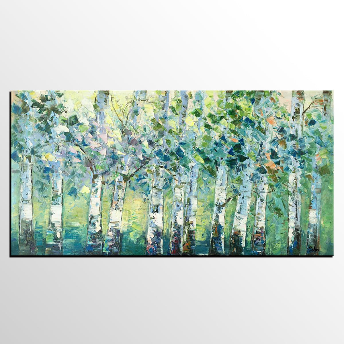 Spring Tree Painting, Original Painting, Custom Extra Large Painting, Oil Painting for Dining Room-Silvia Home Craft