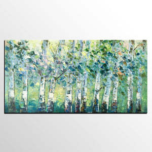 Spring Tree Painting, Original Painting, Custom Extra Large Painting, Oil Painting for Dining Room-Silvia Home Craft