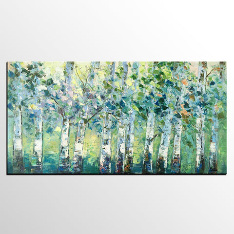 Spring Tree Painting, Original Painting, Custom Extra Large Painting, Oil Painting for Dining Room-Silvia Home Craft