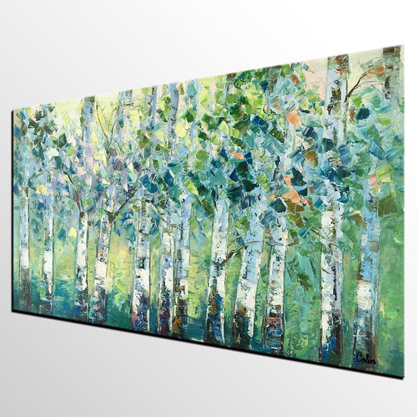 Spring Tree Painting, Original Painting, Custom Extra Large Painting, Oil Painting for Dining Room-Silvia Home Craft