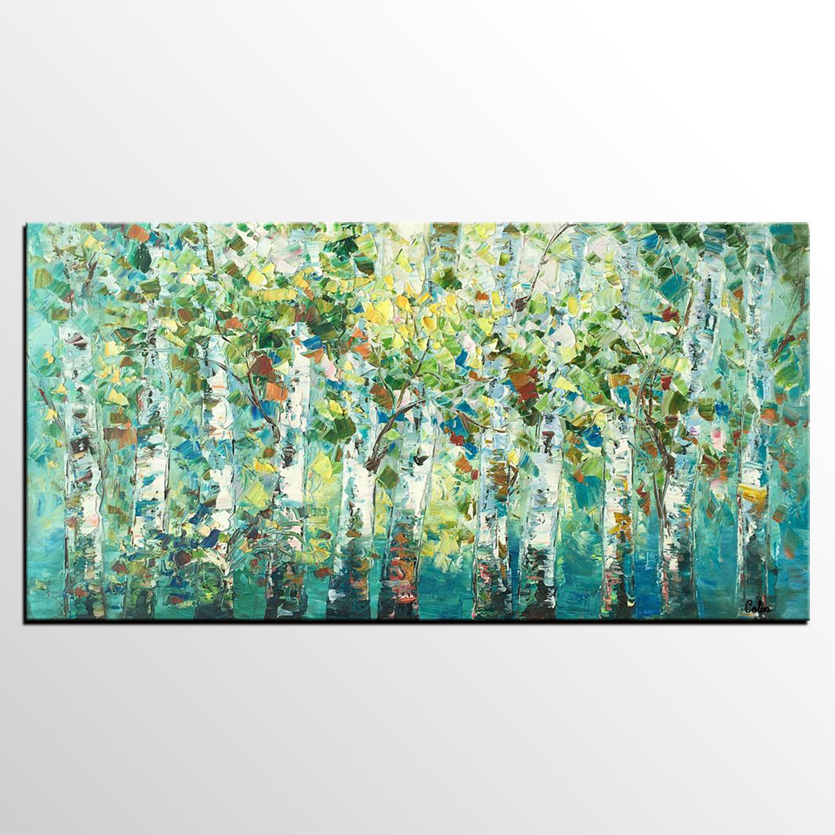 Original Painting, Spring Tree Painting, Custom Extra Large Painting, Oil Painting for Dining Room-Silvia Home Craft