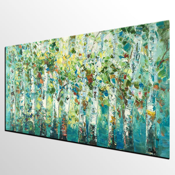 Original Painting, Spring Tree Painting, Custom Extra Large Painting, Oil Painting for Dining Room-Silvia Home Craft