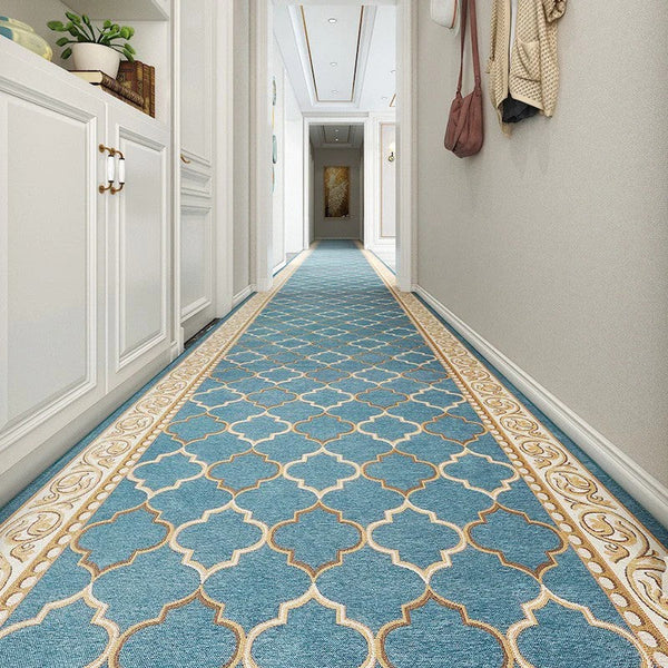 Modern Long Hallway Runners, Entryway Runner Rugs, Stain-resistant Non Slip Entrance Hallway Runners, Extra Long Narrow Runner Rugs, Kitchen Runner Rugs, Blue Hallway Runners-Silvia Home Craft