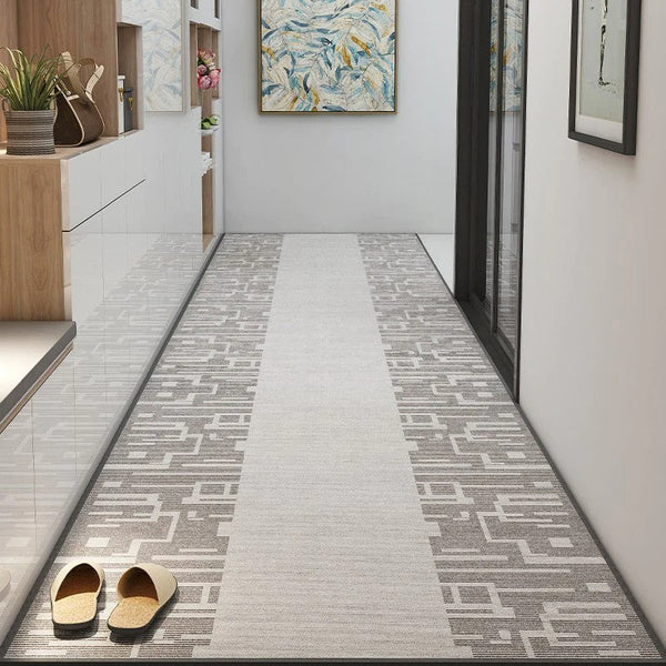 Entryway Runner Rug Ideas, Light Grey Modern Long Hallway Runners, Stain-resistant Non Slip Kitchen Runner Rugs, Long Hallway Runners, Extra Long Narrow Runner Rugs, Washable Entrance Hallway Runners-Silvia Home Craft