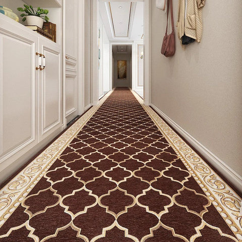 Modern Extra Long Hallway Runners, Stain-resistant Non Slip Kitchen Runner Rugs, Easy Care Entryway Brown Runner Rugs, Long Narrow Runner Rugs, Entrance Hallway Runners, Hallway Runners-Silvia Home Craft