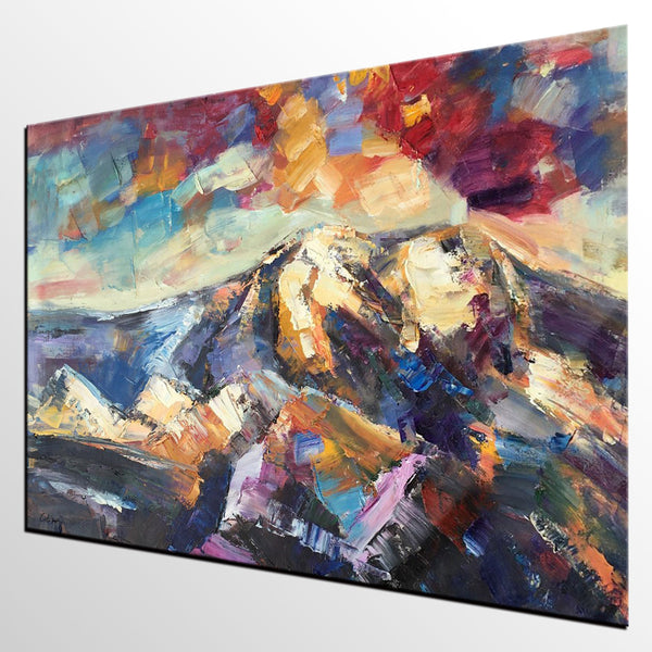 Mountain Landscape Painting, Custom Abstract Oil Paintings, Large Landscape Oil Painting, Large Painting for Sale-Silvia Home Craft