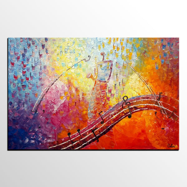 Canvas Painting, Abstract Art, Music Painting, Saxophone Player, Custom Painting, Abstract Painting-Silvia Home Craft