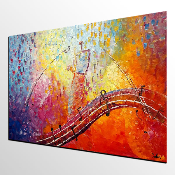 Canvas Painting, Abstract Art, Music Painting, Saxophone Player, Custom Painting, Abstract Painting-Silvia Home Craft