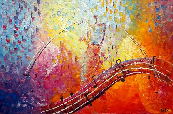 Canvas Painting, Abstract Art, Music Painting, Saxophone Player, Custom Painting, Abstract Painting-Silvia Home Craft