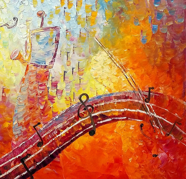 Canvas Painting, Abstract Art, Music Painting, Saxophone Player, Custom Painting, Abstract Painting-Silvia Home Craft