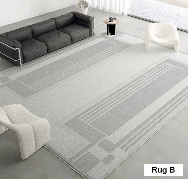Geometric Modern Carpets for Bedroom, Modern Grey Rugs for Living Room, Modern Abstract Rugs under Dining Room Table-Silvia Home Craft