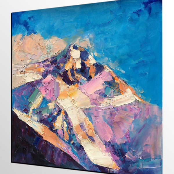 Abstract Landscape Painting, Mountain Landscape Painting, Bedroom Canvas Paintings, Custom Original Oil Painting on Canvas-Silvia Home Craft