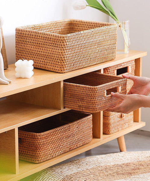 Laundry Storage Baskets, Rattan Storage Baskets for Kitchen, Storage Basket for Shelves, Kitchen Storage Basket, Storage Baskets for Bathroom-Silvia Home Craft