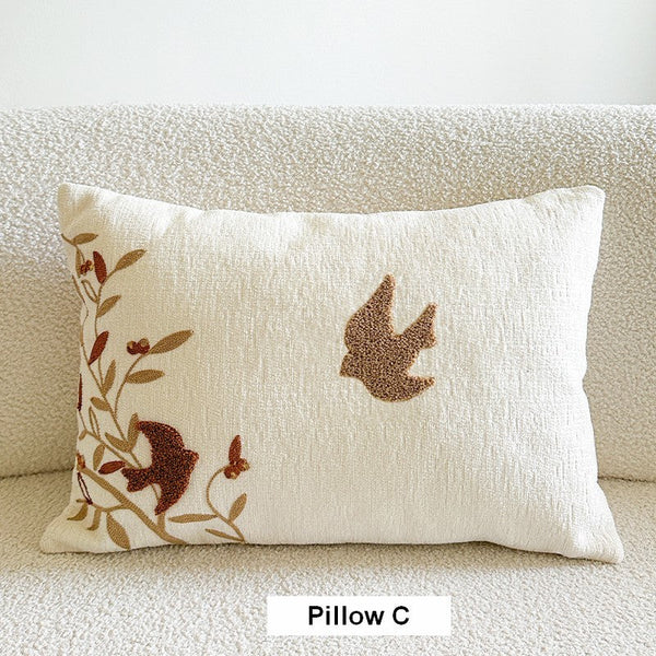 Decorative Pillows for Couch, Square Decorative Pillow Covers, Farmhouse Decorative Pillows for Sofa, Spring Swallow Decorative Pillows for Bedroom-Silvia Home Craft