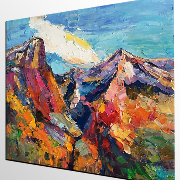 Abstract Art Landscape, Canvas Wall Art Paintings, Mountain Landscape Painting, Custom Landscape Oil Painting-Silvia Home Craft