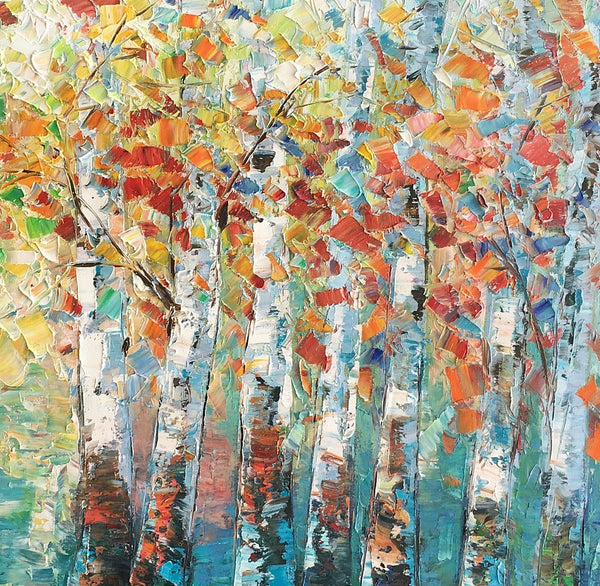 Canvas Art Painting, Large Wall Art, Summer Birch Tree Painting, Custom Extra Large Oil Painting-Silvia Home Craft