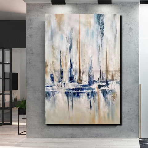 Large Wall Art for Living Room, Acrylic Canvas Paintings, Abstract Sail Boat Painting, Modern Wall Art Paintings, Contemporary Painting-Silvia Home Craft