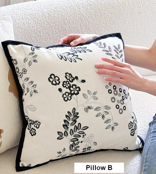 Square Decorative Pillow Covers, Decorative Pillows for Couch, Farmhouse Decorative Pillows for Sofa, Spring Swallow Decorative Pillows for Bedroom-Silvia Home Craft