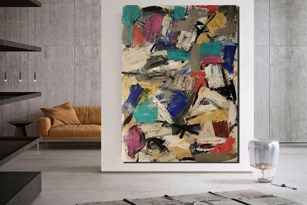 Large Abstract Paintings, Contemporary Acrylic Wall Art Ideas, Large Paintings for Living Room, Simple Modern Art, Modern Canvas Painting-Silvia Home Craft