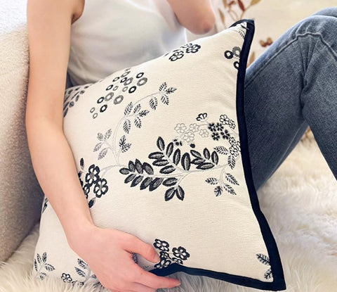 Square Decorative Pillow Covers, Decorative Pillows for Couch, Farmhouse Decorative Pillows for Sofa, Spring Swallow Decorative Pillows for Bedroom-Silvia Home Craft