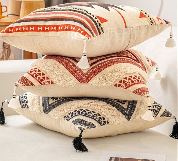 Square Pillows for Couch, Geometric Modern Pillow Covers, Oriental Decorative Throw Pillows for Living Room, Bohemian Decorative Sofa Pillows-Silvia Home Craft