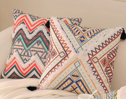 Oriental Decorative Throw Pillows for Living Room, Square Pillows for Couch, Geometric Modern Pillow Covers, Bohemian Decorative Sofa Pillows-Silvia Home Craft