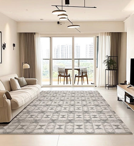 Modern Floor Rugs for Bedroom, Extra Large Geometric Modern Rugs for Office, Large Gray Floor Rugs for Living Room, Dining Room Floor Rug-Silvia Home Craft