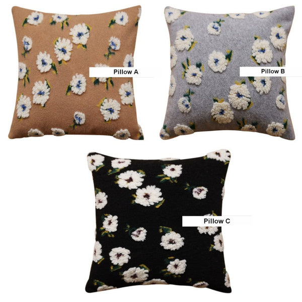 Square Modern Throw Pillows for Couch, Contemporary Modern Sofa Pillows, Flower Decorative Pillow Covers, Decorative Pillows for Bedroom-Silvia Home Craft