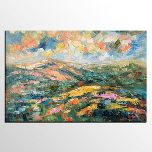 Landscape Oil Painting, Abstract Autumn Mountain Painting, Canvas Painting for Sale-Silvia Home Craft